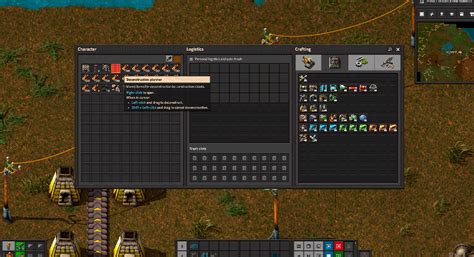 How to unmark for deconstruction factorio - Using the selection tool 'Upgrade Builder' you can select items to upgrade. Set your configuration using the mod menu, accessed with the button in the top left or the upgrade planner hotkey ('U' by default) Then select items to upgrade, and they will be upgraded using items from your inventory. By holding 'Shift' while selecting an area, the ...